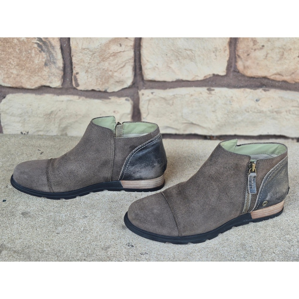 Sorel Womens 12 Brown Suede Leather Major Low Ankle Boots Side Zip Booties